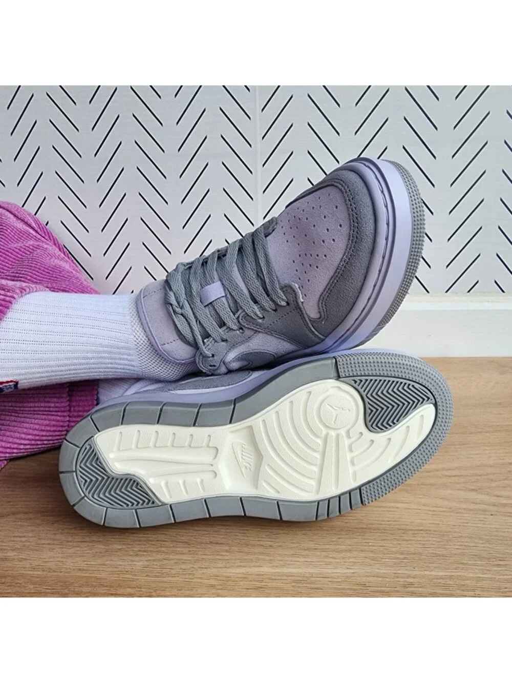❤️Jordan 1 Elevate Stealth Platform Women Shoes 9.5 lavender Sneakers DH7004-005